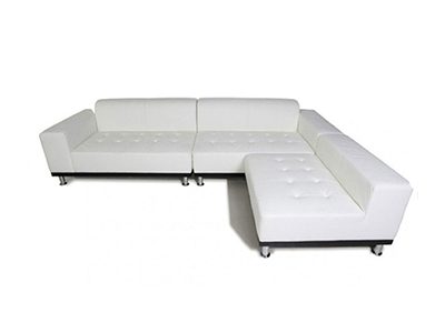 WHITE BARCELONA SECTIONAL White lounge sectional rental NYC